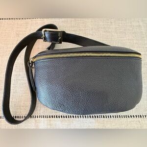 Black Pebbled Leather Crossbody/Sling Bag